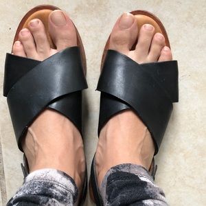 COS Black Cross Strap Sandals